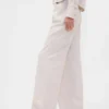 Pantaloni a gamba larga in misto lino e cotone