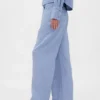 Pantaloni a gamba larga in misto lino e cotone