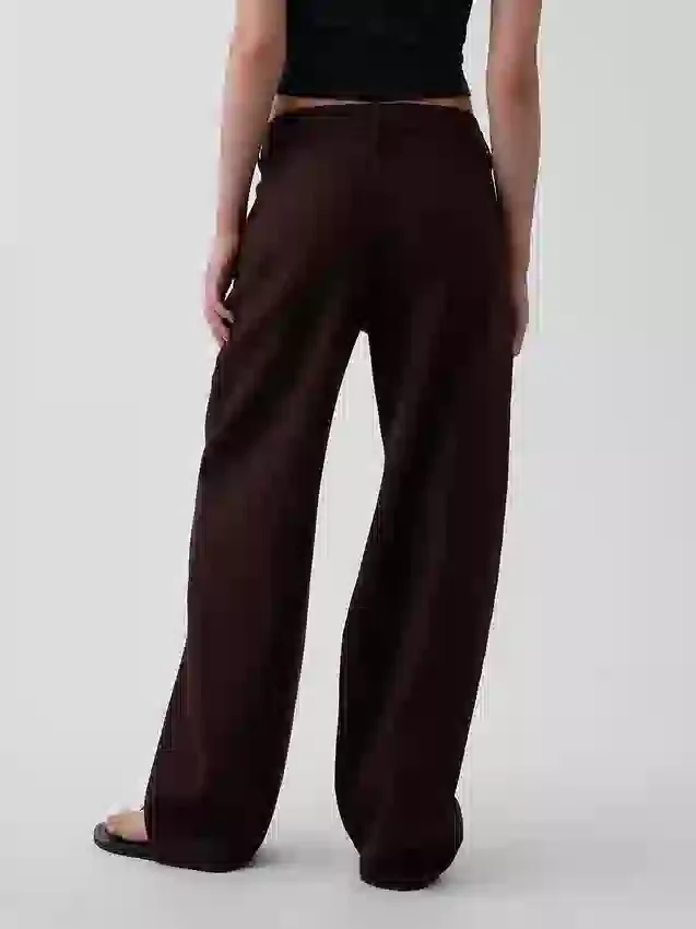 Pantaloni a gamba larga in misto lino e cotone