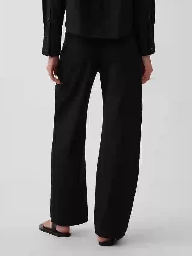 Pantaloni a gamba larga in misto lino e cotone