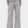 Pantaloni a gamba larga in misto lino e cotone