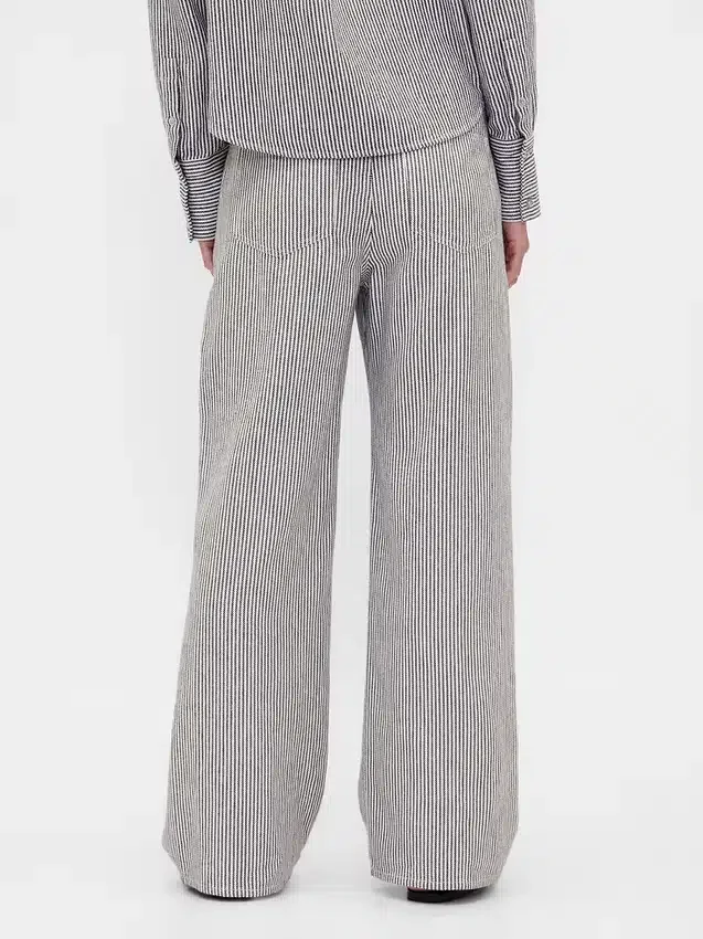 Pantaloni a gamba larga in misto lino e cotone
