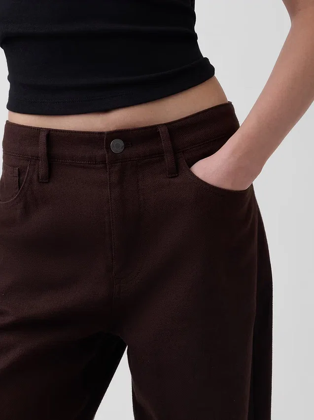 Pantaloni a gamba larga in misto lino e cotone