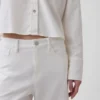 Pantaloni a gamba larga in misto lino e cotone