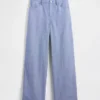 Pantaloni a gamba larga in misto lino e cotone