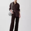 Pantaloni a gamba larga in misto lino e cotone