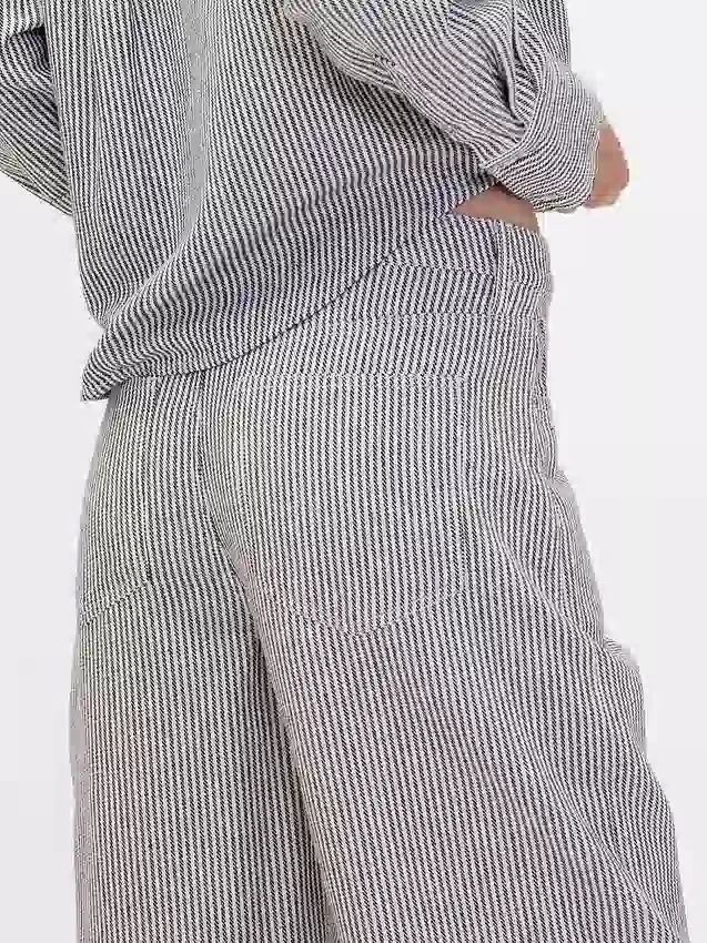 Pantaloni a gamba larga in misto lino e cotone