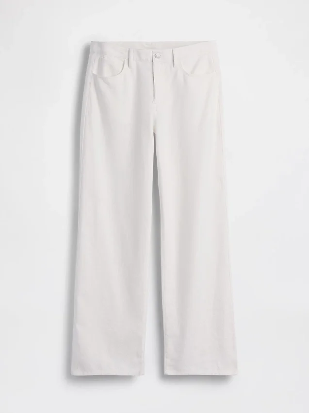 Pantaloni a gamba larga in misto lino e cotone