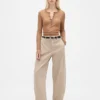 Pantaloni a gamba larga in twill a vita media