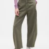 Pantaloni a gamba larga in twill a vita media