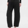 Pantaloni a gamba larga in twill a vita media