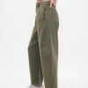 Pantaloni a gamba larga in twill a vita media