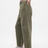 Pantaloni a gamba larga in twill a vita media