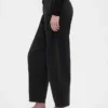 Pantaloni a gamba larga in twill a vita media