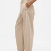 Pantaloni a gamba larga in twill a vita media