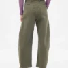 Pantaloni a gamba larga in twill a vita media