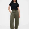 Pantaloni a gamba larga in twill a vita media