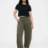 Pantaloni a gamba larga in twill a vita media