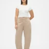 Pantaloni a gamba larga in twill a vita media