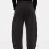 Pantaloni a gamba larga in twill a vita media