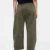 Pantaloni a gamba larga in twill a vita media