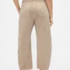 Pantaloni a gamba larga in twill a vita media