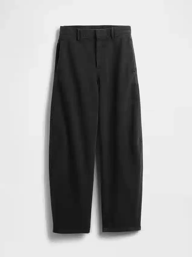 Pantaloni a gamba larga in twill a vita media