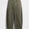 Pantaloni a gamba larga in twill a vita media