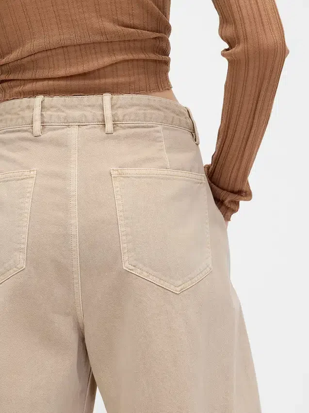 Pantaloni a gamba larga in twill a vita media