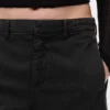Pantaloni a gamba larga in twill a vita media