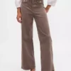 Pantaloni a gamba larga in velluto a coste a vita alta
