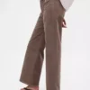 Pantaloni a gamba larga in velluto a coste a vita alta