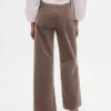Pantaloni a gamba larga in velluto a coste a vita alta