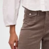 Pantaloni a gamba larga in velluto a coste a vita alta