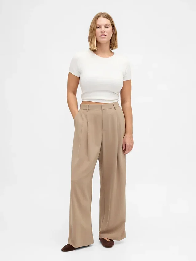Pantaloni a pieghe a vita alta Curvy 365