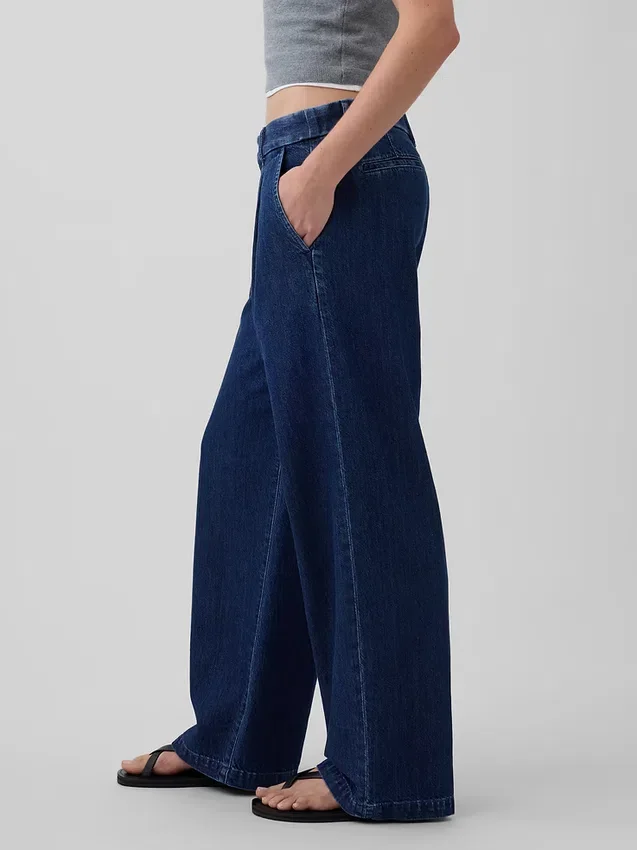 Pantaloni a pieghe in denim a vita bassa 365