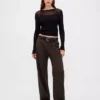 Pantaloni a pieghe in twill spazzolato a vita bassa 365