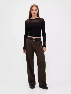 Pantaloni a pieghe in twill spazzolato a vita bassa 365