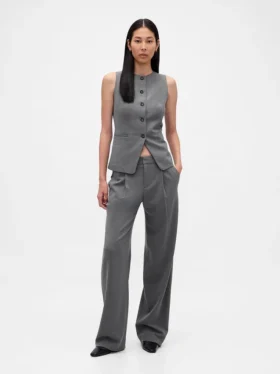 Pantaloni a pieghe in twill spazzolato a vita bassa 365