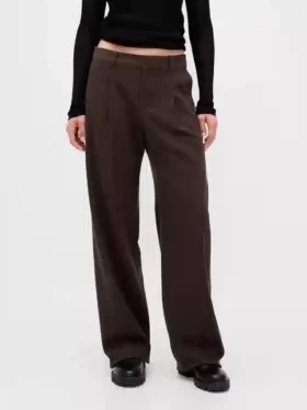 Pantaloni a pieghe in twill spazzolato a vita bassa 365