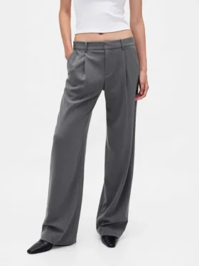 Pantaloni a pieghe in twill spazzolato a vita bassa 365