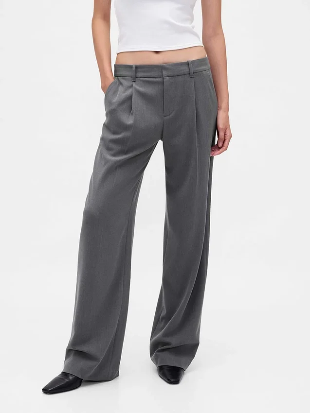 Pantaloni a pieghe in twill spazzolato a vita bassa 365