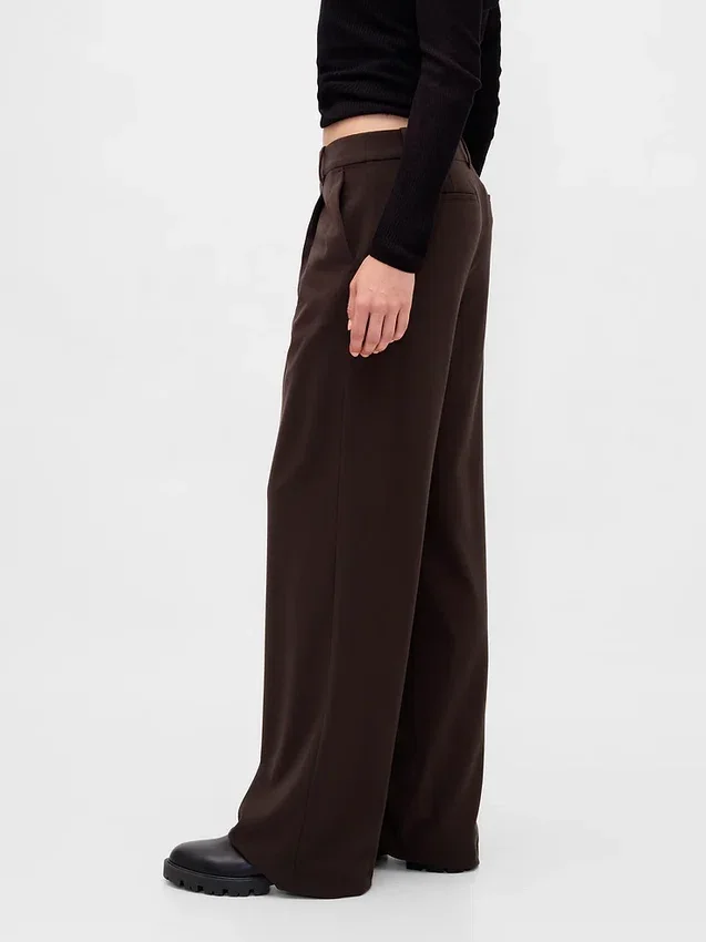 Pantaloni a pieghe in twill spazzolato a vita bassa 365