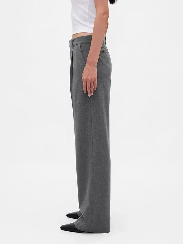 Pantaloni a pieghe in twill spazzolato a vita bassa 365