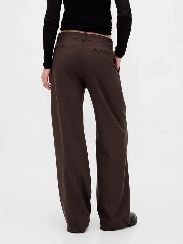 Pantaloni a pieghe in twill spazzolato a vita bassa 365