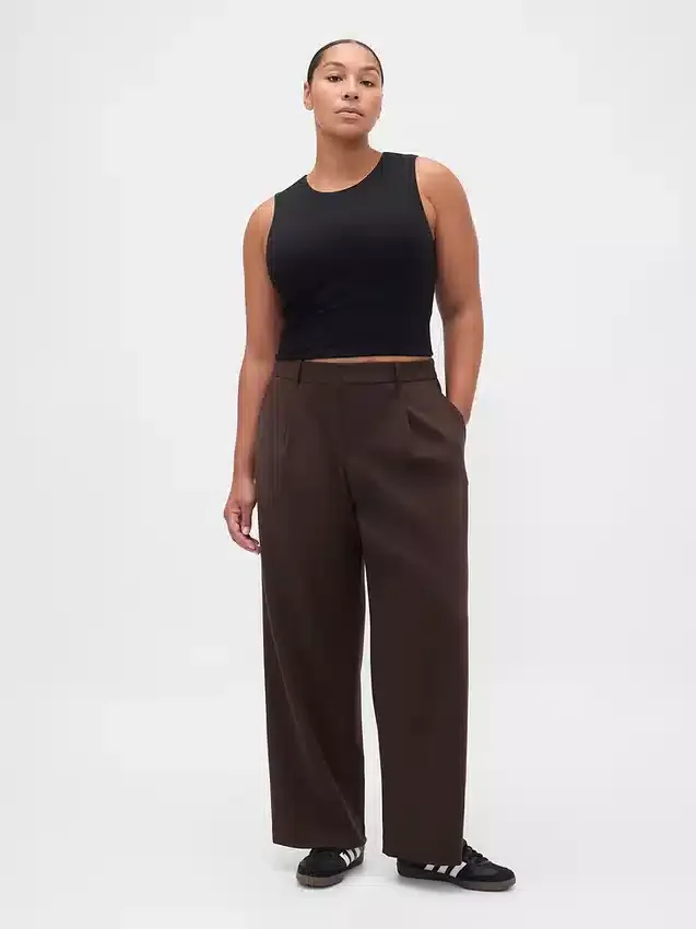 Pantaloni a pieghe in twill spazzolato a vita bassa 365