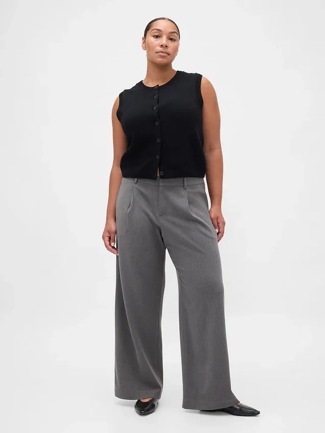 Pantaloni a pieghe in twill spazzolato a vita bassa 365
