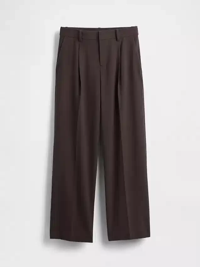 Pantaloni a pieghe in twill spazzolato a vita bassa 365