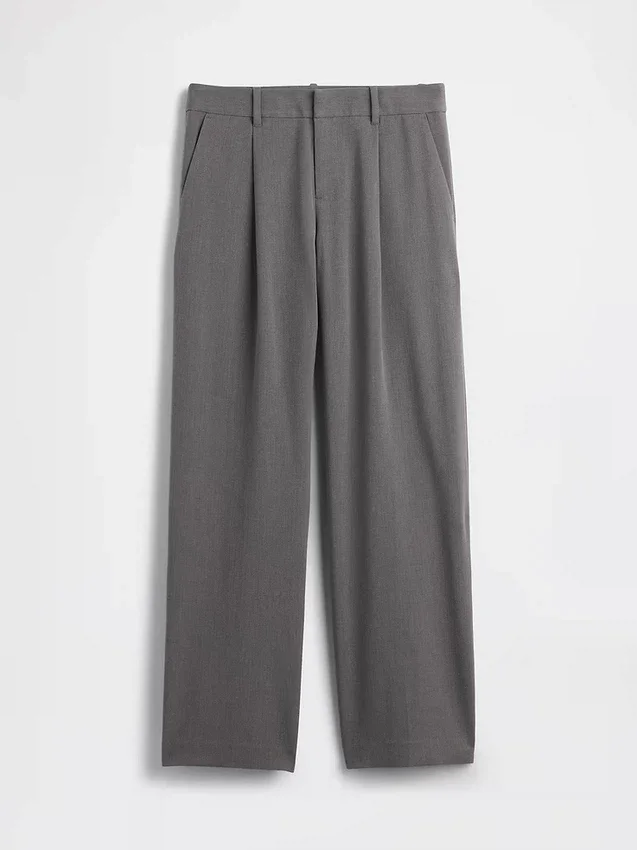 Pantaloni a pieghe in twill spazzolato a vita bassa 365