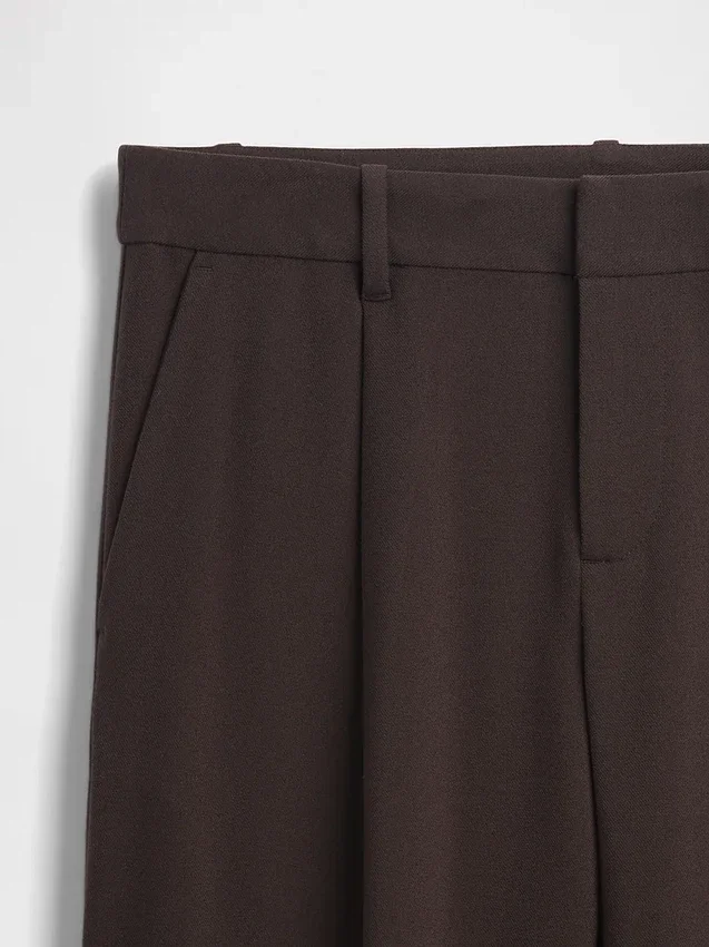 Pantaloni a pieghe in twill spazzolato a vita bassa 365